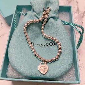 Tiffany & Co Beaded Pink Heart Bracelet